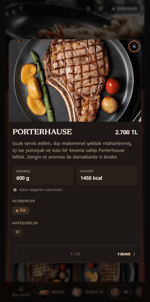 cepte.menu ürün ayrıntısı ekranı