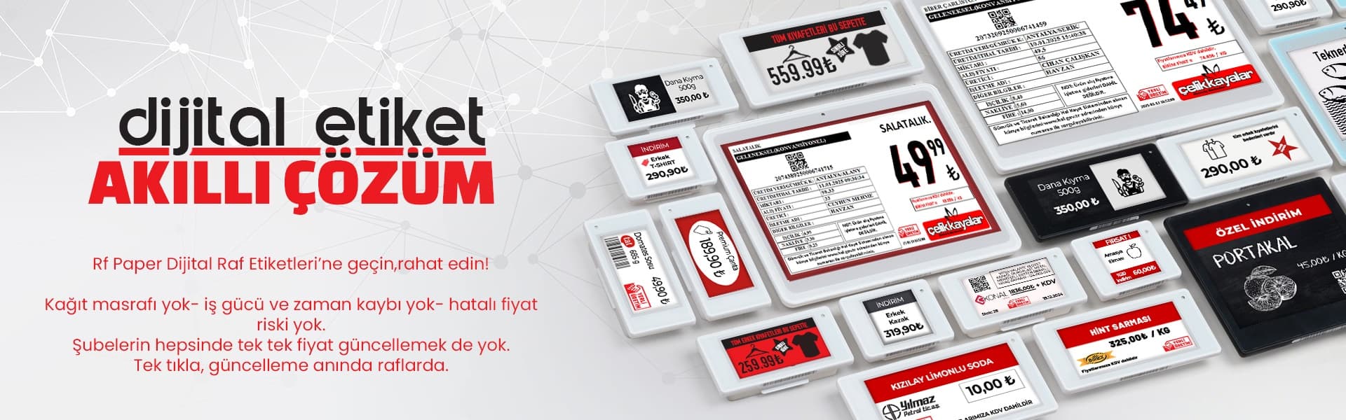 RF-Paper elektronik raf etiketleri raf üzerinde